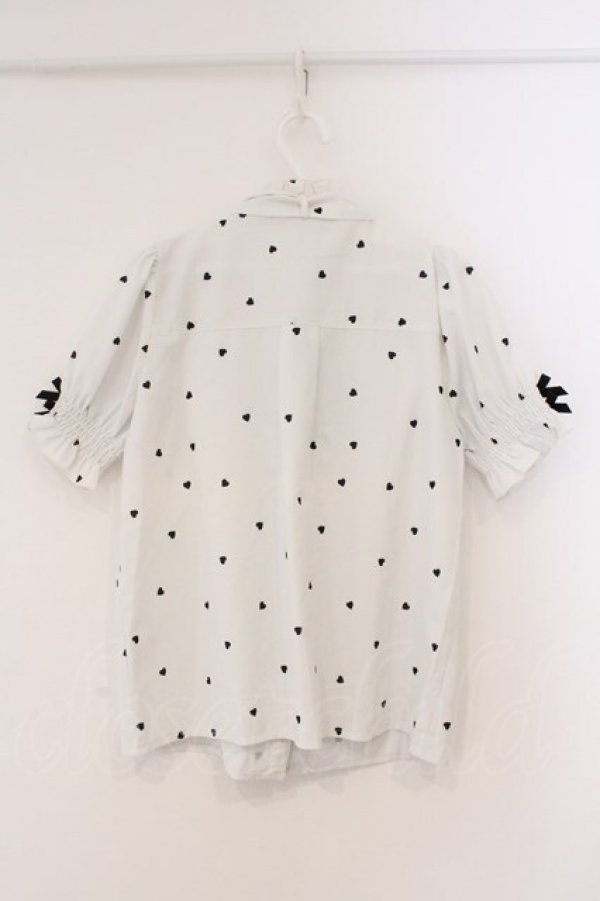 画像4: LIZ LISA / ハートボウタイブラウス 0 青みシロ×クロ O-26-03-19-053-LO-BL-OW-OS (4)