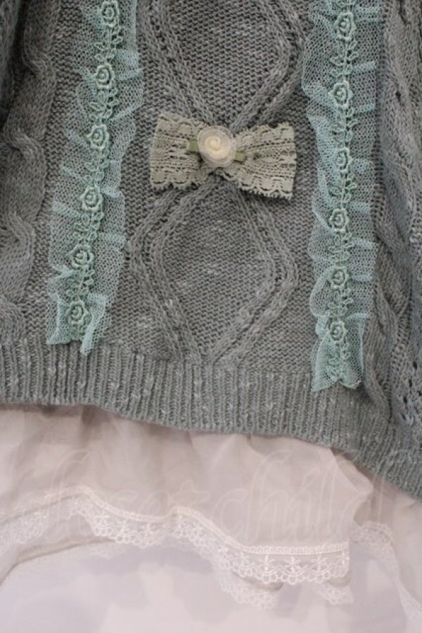 画像2: axes femme / プチバラ使い透かし編みボレロ M グリーン O-26-03-19-055-AX-TO-OW-OS (2)