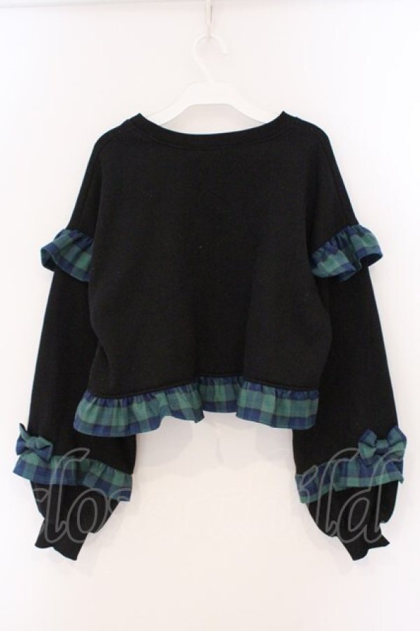 画像4: Chalmiere / リボンワッペンショート丈プル M クロ×グリーン O-26-03-19-007-0-TO-OW-OS (4)