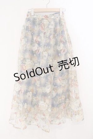 画像: merry jenny / Gardenerエアリーロングスカート  アイボリー×ブルー O-26-03-19-060-LO-SK-IG-OS