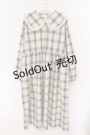 画像: merry jenny / ベロアフリルチェックワンピース F ベージュ O-26-03-19-008-LO-OP-OW-OS