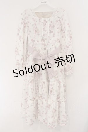 画像: axes femme / 桜柄ティアードワンピース M キナリ O-26-03-19-065-AX-OP-OW-OS