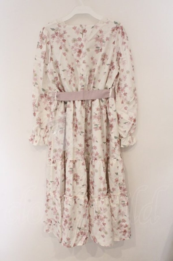 画像4: axes femme / 桜柄ティアードワンピース M キナリ O-26-03-19-065-AX-OP-OW-OS (4)