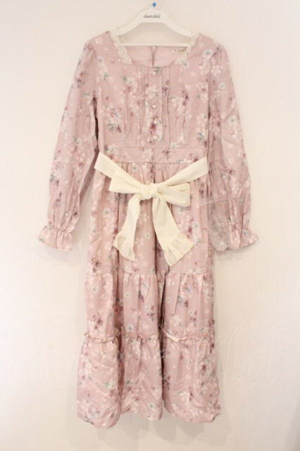 画像1: axes femme / 桜柄ティアードワンピース M ピンク O-26-03-19-066-AX-OP-OW-OS (1)