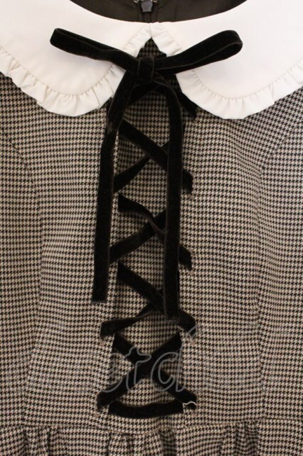 画像2: Ank Rouge / レースアップ襟付きワンピース  ブラウン O-26-03-19-067-CA-OP-IG-OS (2)