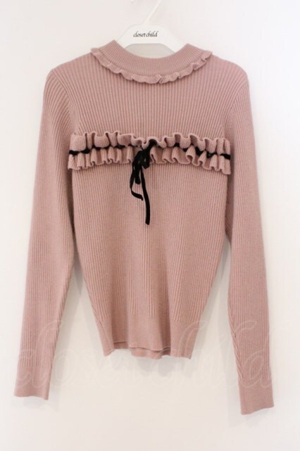 画像1: Ank Rouge / ベロアリボンタートルニット  ピンク O-26-03-19-068-CA-TO-IG-OS (1)