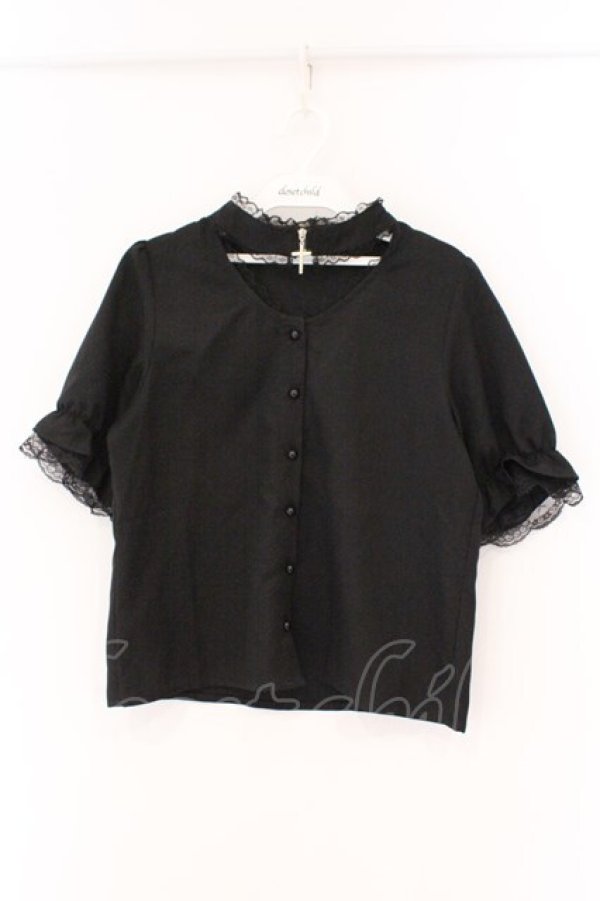 画像1: MA*RS / クロスZIP半袖ブラウス  クロ O-26-03-19-071-EL-BL-IG-OS (1)