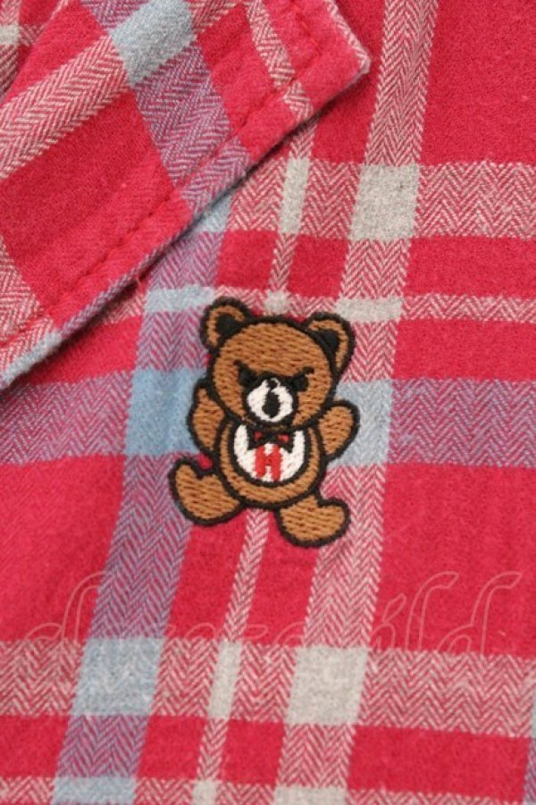 画像2: HYSTERIC GLAMOUR / 刺繍入りチェックシャツワンピース  ピンク O-26-03-19-073-PU-OP-IG-OS (2)