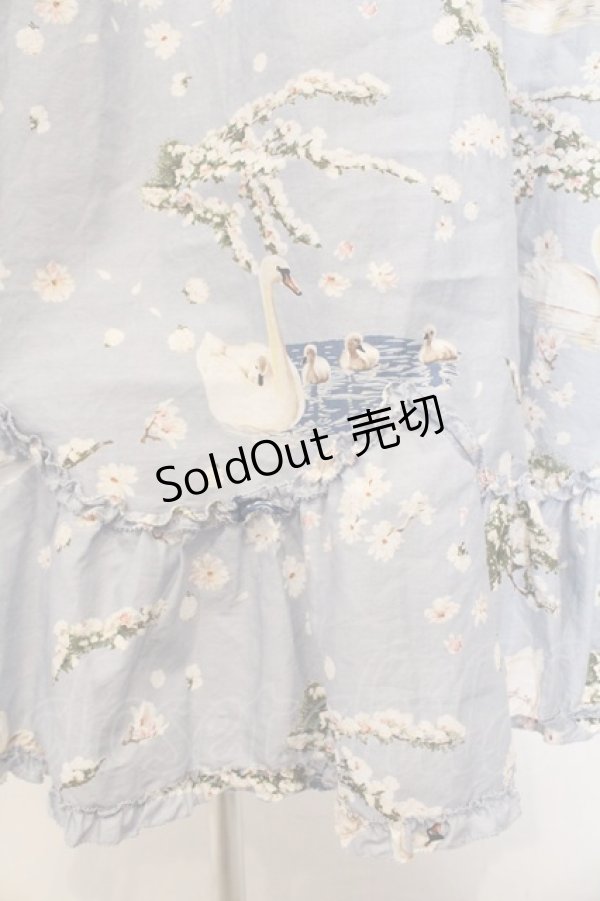 画像3: PINK HOUSE / SWAN LAKEプリントミディワンピース  フォグブルー O-26-03-19-009-LO-OP-OW-OS (3)