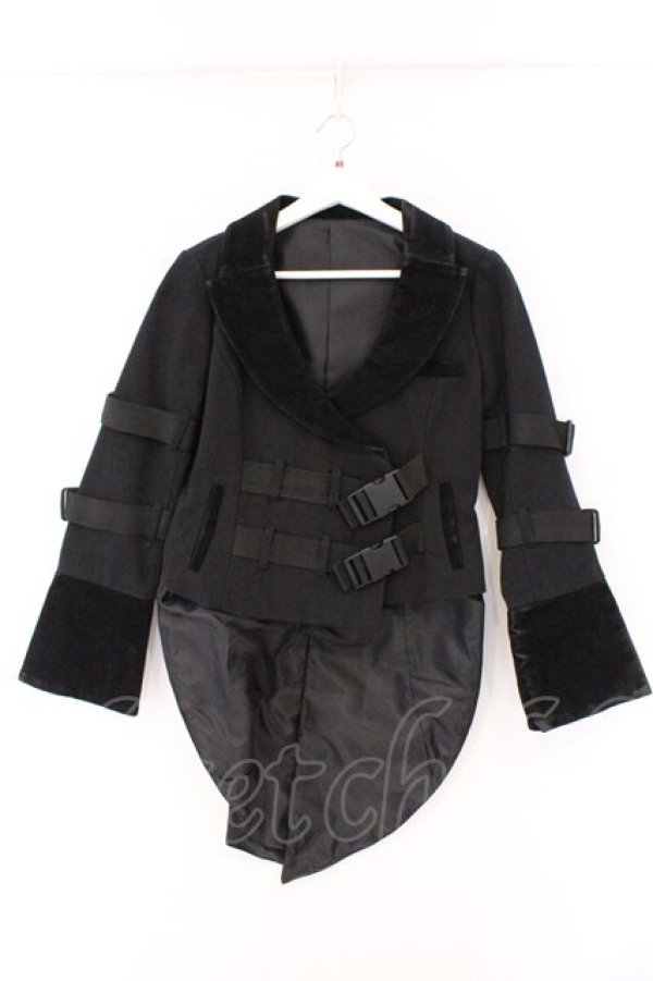 画像1: STIGMATA / ベルテッド燕尾ジャケット S ブラック O-26-03-19-079-GO-JA-IG-OS (1)