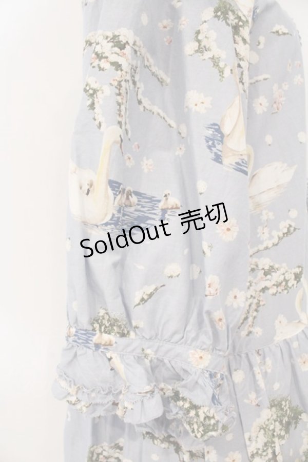 画像5: PINK HOUSE / SWAN LAKEプリントミディワンピース  フォグブルー O-26-03-19-009-LO-OP-OW-OS (5)