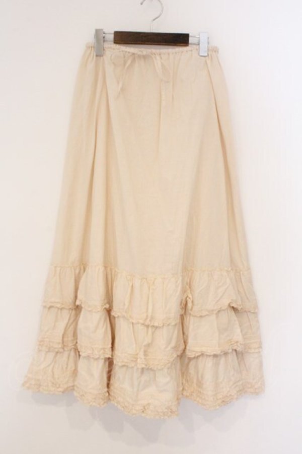 画像1: PINK HOUSE / 裾フリル使いローンスカート  キナリ O-26-03-19-082-LO-SK-OW-OS (1)