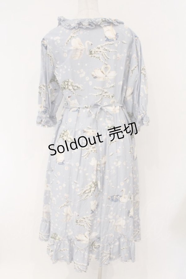 画像6: PINK HOUSE / SWAN LAKEプリントミディワンピース  フォグブルー O-26-03-19-009-LO-OP-OW-OS (6)