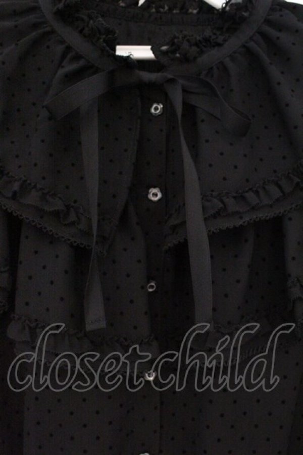 画像2: alcali / フロッキードットダブルフリルブラウス  クロ O-26-03-19-087-LO-BL-OW-OS (2)