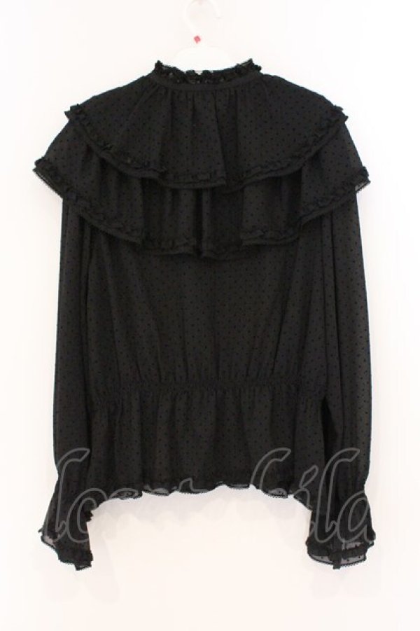 画像4: alcali / フロッキードットダブルフリルブラウス  クロ O-26-03-19-087-LO-BL-OW-OS (4)