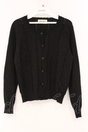 画像: PINK HOUSE / ハート透かし柄ニットカーディガン  クロ O-26-03-19-088-LO-TO-OW-OS