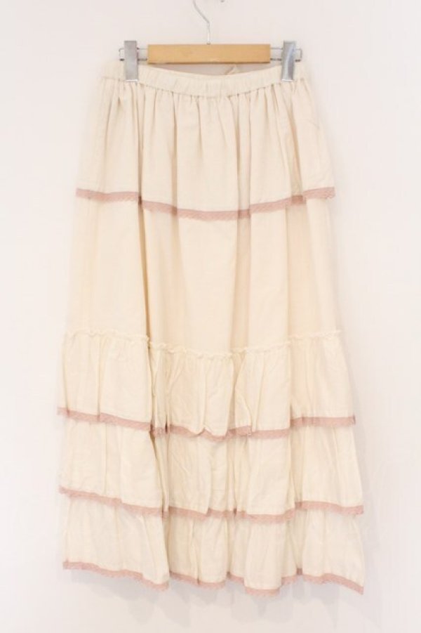 画像4: alcali / コットンローンレースAラインギャザーフリルスカート  キナリ O-26-03-19-089-LO-SK-OW-OS (4)