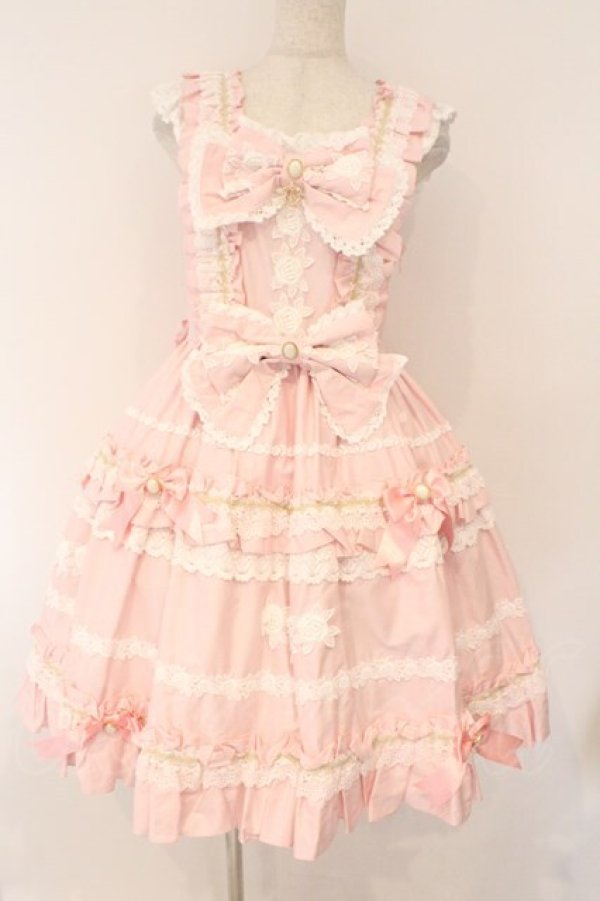 画像1: BABY,THE STARS SHINE BRIGHT / Rose Lace Rococoジャンパースカート  ピンク O-26-03-19-094-BA-OP-IG-OS (1)