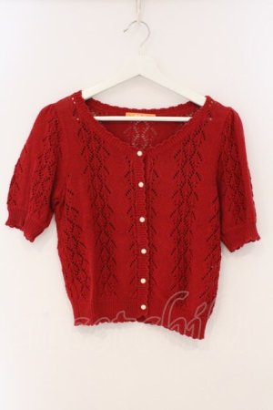 画像: Fi.n.t / 透かしニット半袖カーディガン F アカ O-26-03-19-014-CA-TO-OW-OS