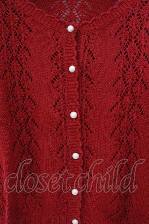 画像2: Fi.n.t / 透かしニット半袖カーディガン F アカ O-26-03-19-014-CA-TO-OW-OS (2)