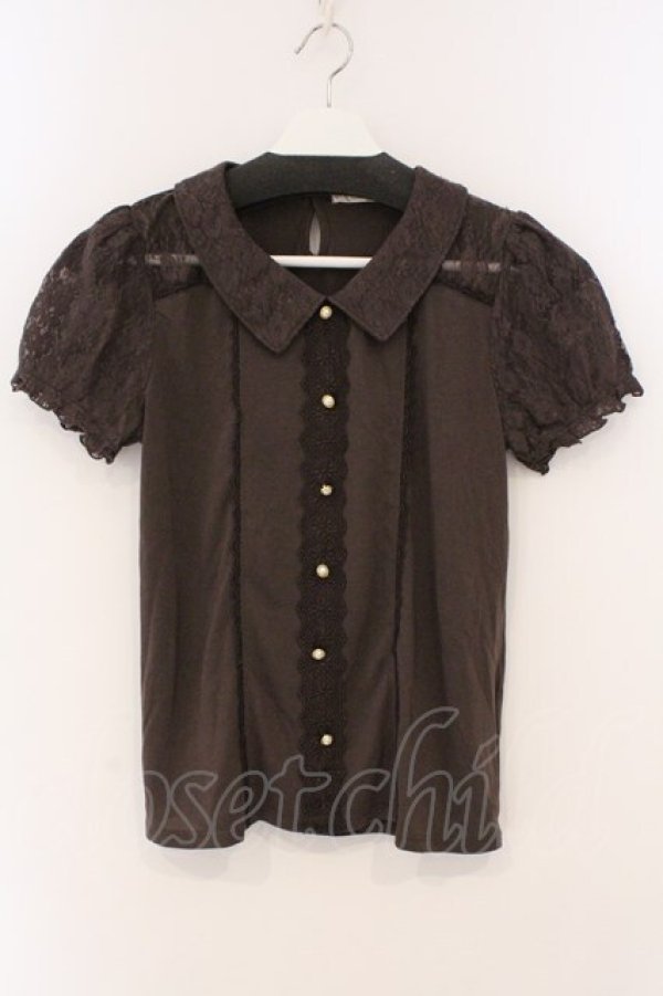 画像1: axes femme / レース使いブラウス風プルオーバー M ブラウン O-26-03-19-019-AX-TO-OW-OS (1)