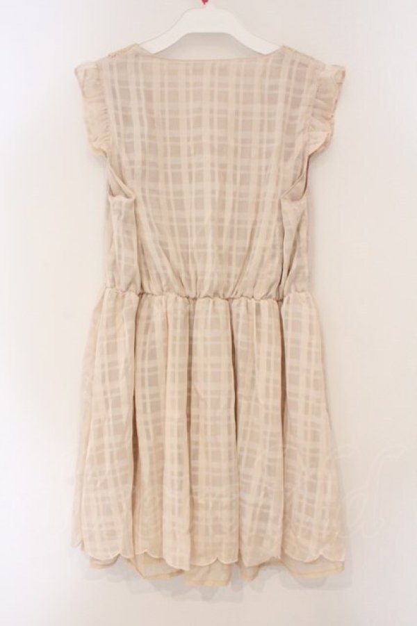 画像3: axes femme / シフォンチェックノースリワンピース M キナリ O-26-03-19-023-AX-OP-OW-OS (3)