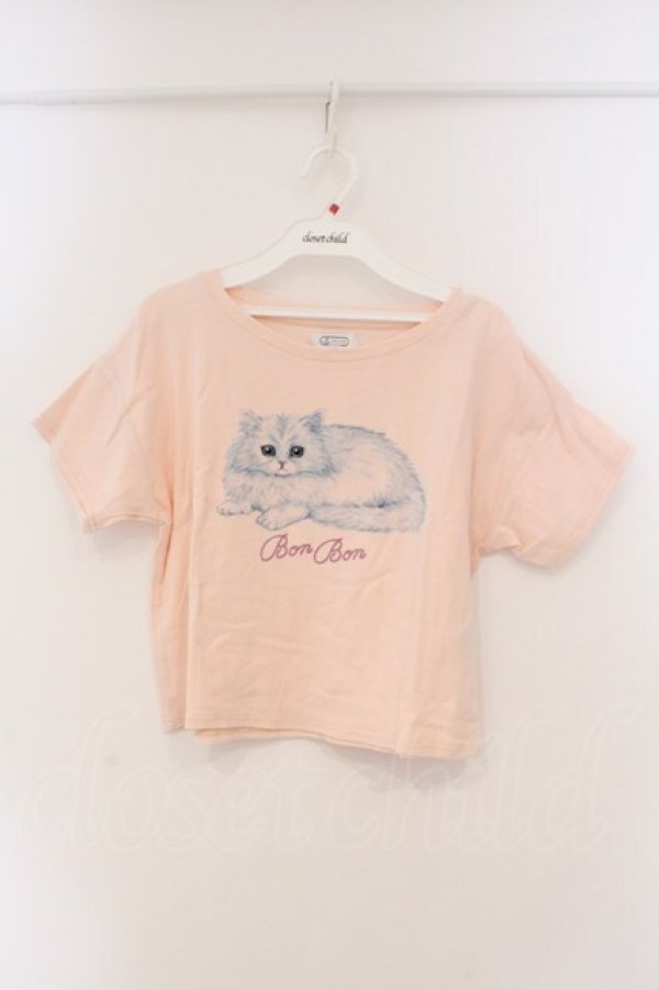画像1: E hyphen world gallery / ねこptTシャツ F ピンク O-26-03-19-024-LO-TO-OW-OS (1)