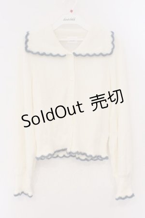 画像: merry jenny / スカラップ襟ニットカーディガン  アイボリー O-26-03-19-004-LO-TO-OW-OS