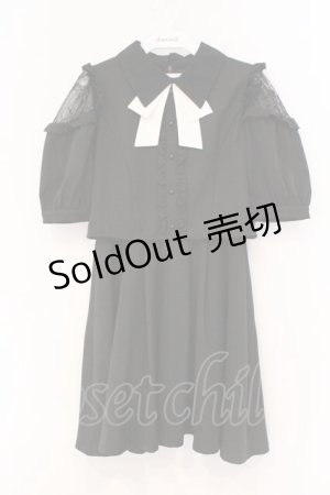 画像: Rojita / 飾りリボンブローチ付き肩レースワンピース  クロ O-26-03-21-029-LO-OP-IG-OS