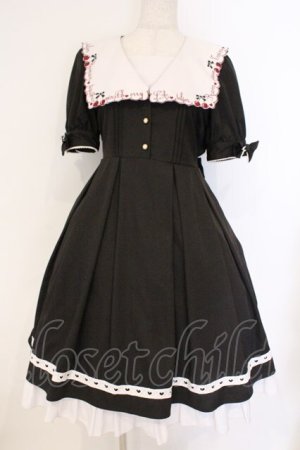 画像: Amavel / Twin Cherriesスカラップセーラーワンピース  クロ O-26-03-21-030-CA-OP-IG-OS