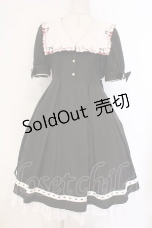 画像: Amavel / Twin Cherriesスカラップセーラーワンピース  クロ O-26-03-21-030-CA-OP-IG-OS