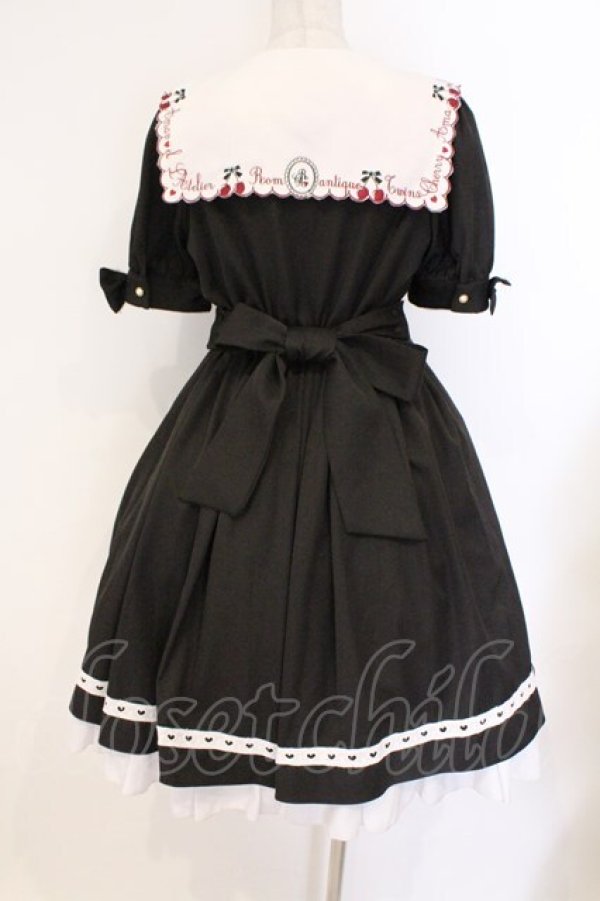 画像4: Amavel / Twin Cherriesスカラップセーラーワンピース  クロ O-26-03-21-030-CA-OP-IG-OS (4)