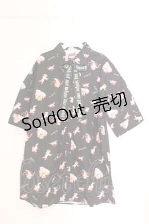 画像: Jamie エーエヌケー / エンジェルプリントBIGシャツ M クロ O-26-03-21-033-LO-BL-OW-OS