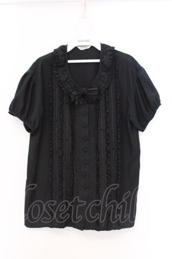 画像1: INGEBORG / レース通しパフブラウス  クロ O-26-03-21-004-LO-BL-IG-OS (1)