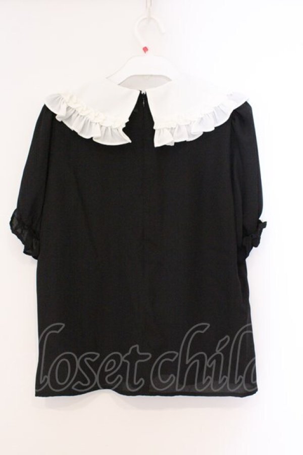 画像4: Jamie エーエヌケー / ゴシックロゴブラウス M クロ×シロ O-26-03-21-035-LO-BL-OW-OS (4)