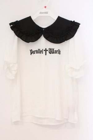 画像: Jamie エーエヌケー / ゴシックロゴブラウス M シロ×クロ O-26-03-21-037-LO-BL-OW-OS