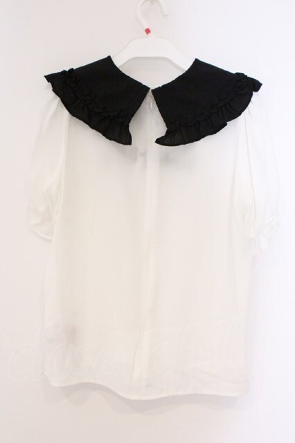 画像4: Jamie エーエヌケー / ゴシックロゴブラウス M シロ×クロ O-26-03-21-037-LO-BL-OW-OS (4)