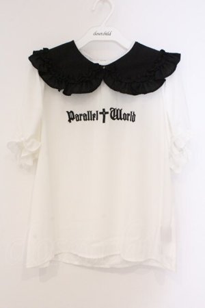 画像: Jamie エーエヌケー / ゴシックロゴブラウス M シロ×クロ O-26-03-21-038-LO-BL-OW-OS