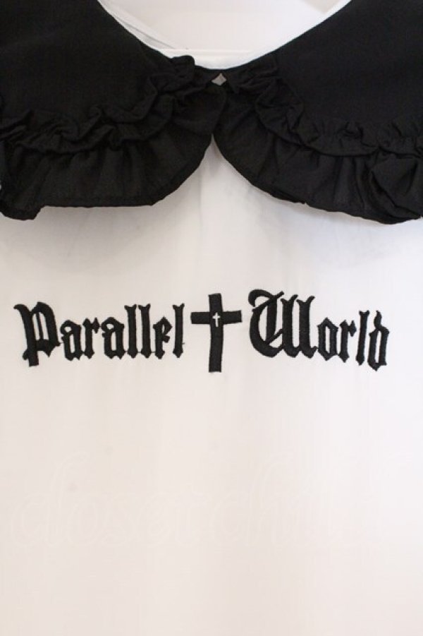 画像2: Jamie エーエヌケー / ゴシックロゴブラウス M シロ×クロ O-26-03-21-038-LO-BL-OW-OS (2)