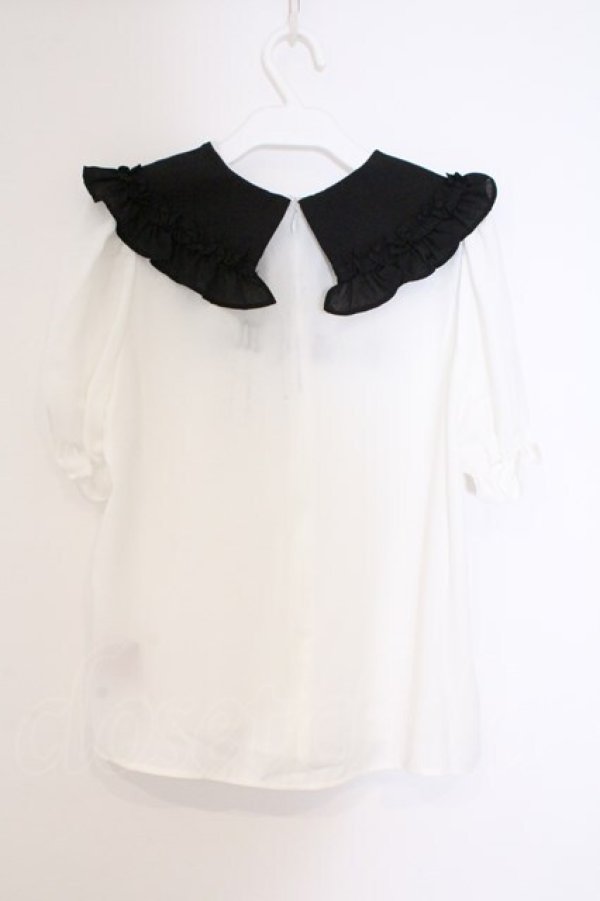 画像4: Jamie エーエヌケー / ゴシックロゴブラウス M シロ×クロ O-26-03-21-038-LO-BL-OW-OS (4)