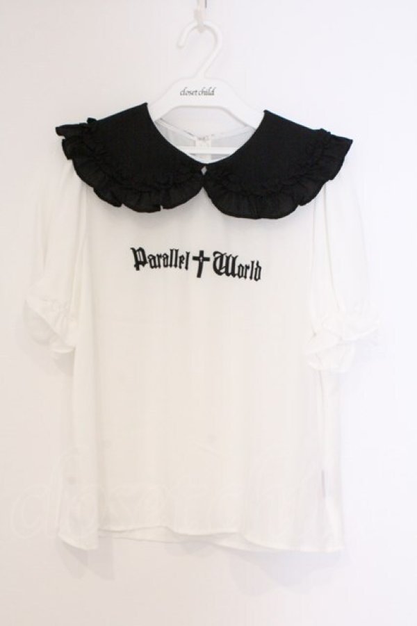 画像1: Jamie エーエヌケー / ゴシックロゴブラウス M シロ×クロ O-26-03-21-039-LO-BL-OW-OS (1)