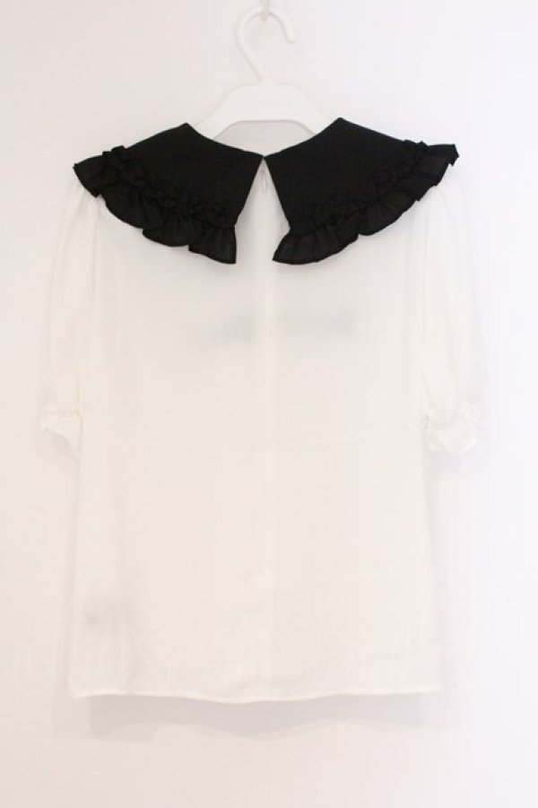 画像4: Jamie エーエヌケー / ゴシックロゴブラウス M シロ×クロ O-26-03-21-039-LO-BL-OW-OS (4)