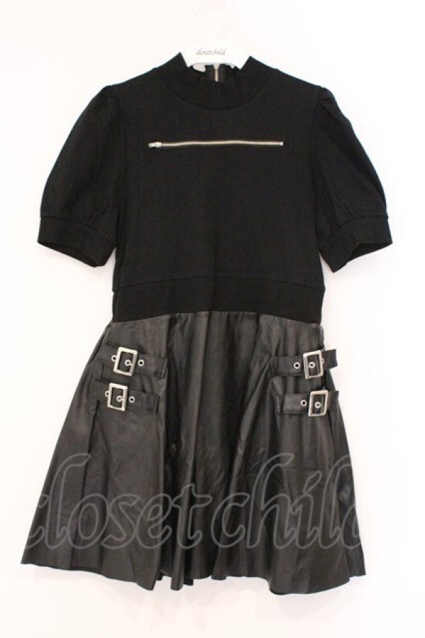 画像1: Jamie エーエヌケー / 合皮ドッキングワンピース M クロ O-26-03-21-045-LO-OP-OW-OS (1)