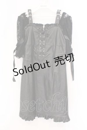 画像: Jamie エーエヌケー / 袖レースドッキング合皮ワンピース M クロ O-26-03-21-046-LO-OP-OW-OS