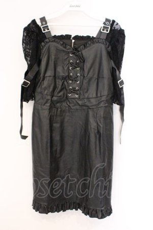 画像: Jamie エーエヌケー / 袖レースドッキング合皮ワンピース M クロ O-26-03-21-047-LO-OP-OW-OS