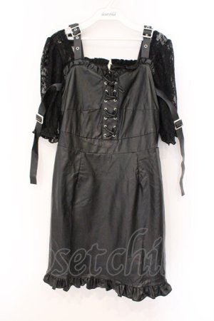 画像: Jamie エーエヌケー / 袖レースドッキング合皮ワンピース M クロ O-26-03-21-048-LO-OP-OW-OS