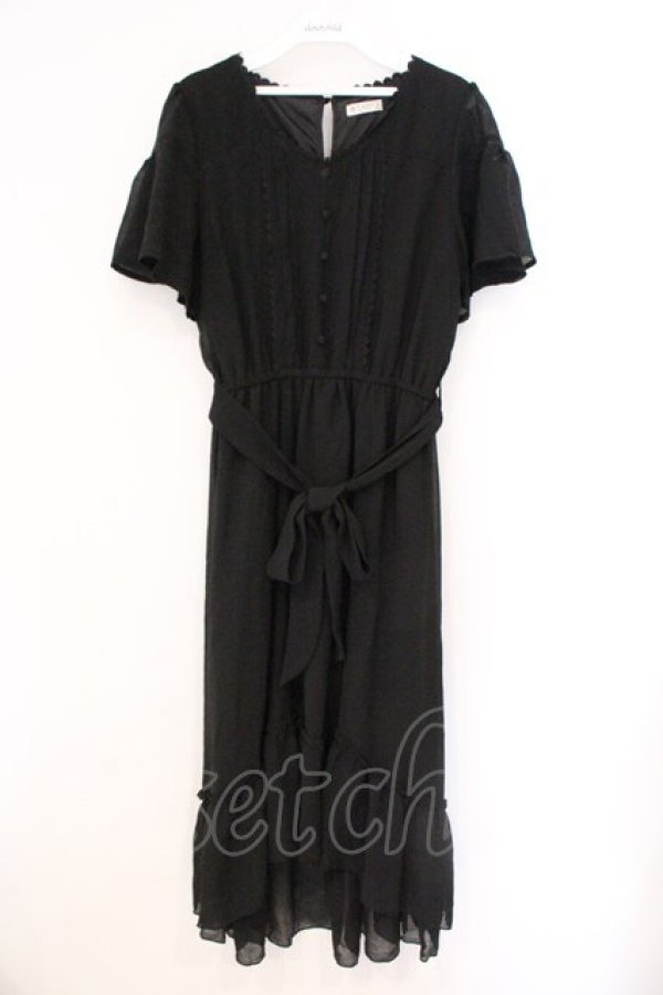 画像1: axes femme / フィッシュテール半袖ワンピース  クロ O-26-03-21-050-AX-OP-IG-OS (1)