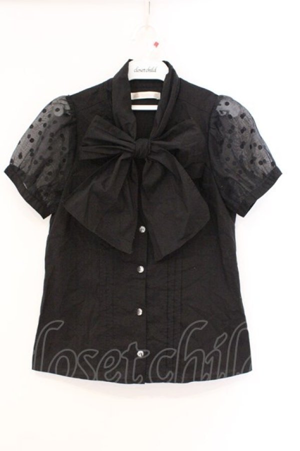 画像1: Ank Rouge / 水玉チュール切り替えブラウス M クロ O-26-03-21-051-CA-BL-OW-OS (1)