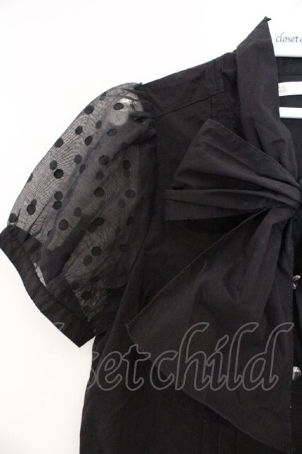 画像2: Ank Rouge / 水玉チュール切り替えブラウス M クロ O-26-03-21-051-CA-BL-OW-OS (2)