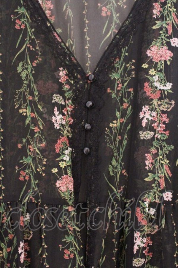 画像2: axes femme / 花柄シースルーロングカーディガン  クロ O-26-03-21-052-AX-TO-IG-OS (2)